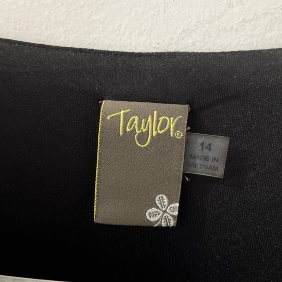 Taylor14 Chiffon Midi Black Fit & Flair Long Sleeve Elastic Waist Dress - Picture 7 of 16